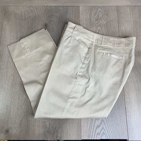 Claudia EV Cropped Pants Womens 12 Bown Solid Zip Square Button Close Stitching - Picture 2 of 9